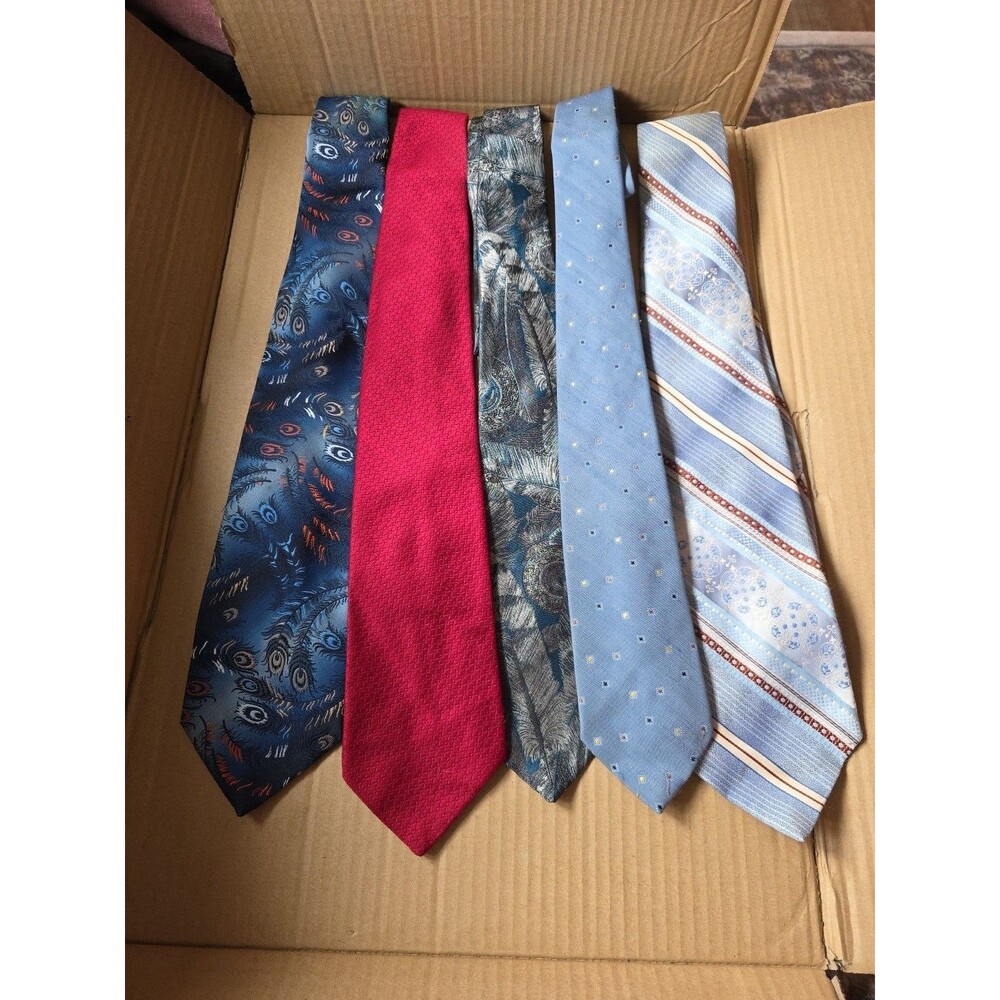 Lot‎ of 5 Neckties Men's Blue Red Patterned Business Casual Dress Ties